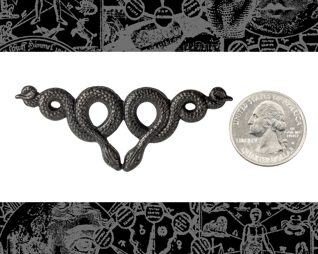 Black Plated Brass Finish Double Snake Centerpiece Pendant Stamping - BB-P24